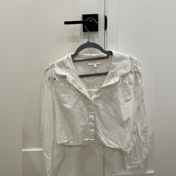 NWOT Love Shack Fancy Large White Details Long Sleeved Top. ⚪️ - Picture 1 of 7